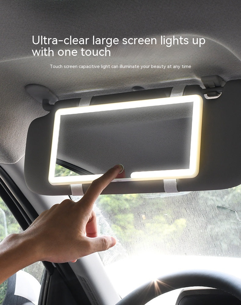Car Sun Visor Makeup Mirror with Dimmable LED Light
