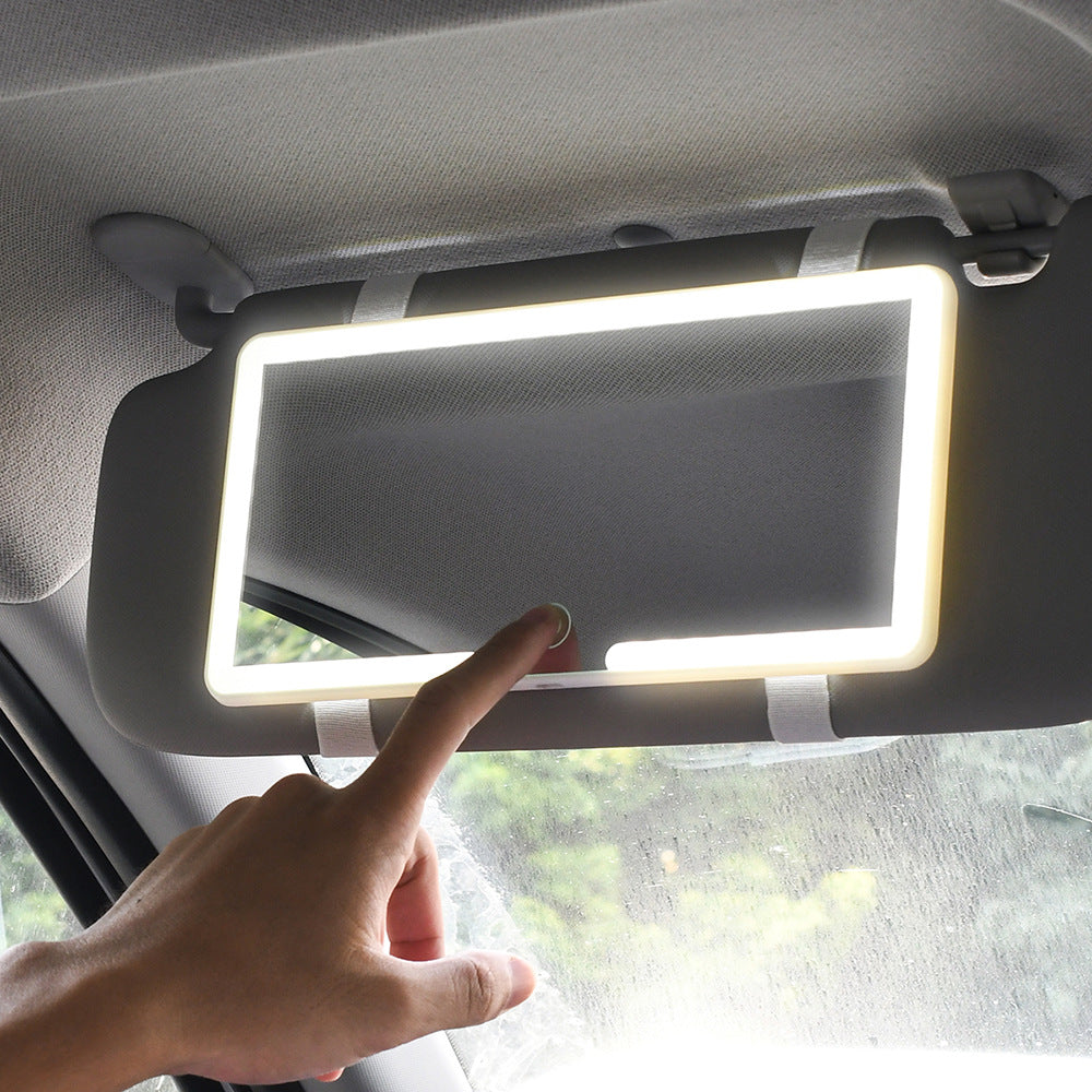 Car Sun Visor Makeup Mirror with Dimmable LED Light